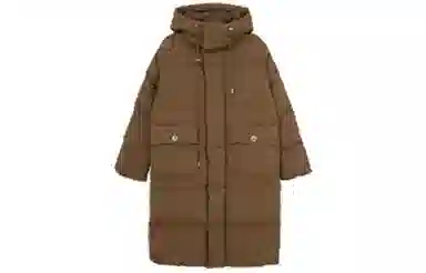 小镇姗姗 纯色绗缝长款羽绒服 女款