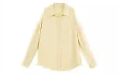 小镇姗姗 纯色露肩单排扣长袖衬衫 女款