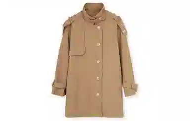 小镇姗姗 纯色翻领中长款风衣 女款 藜麦色