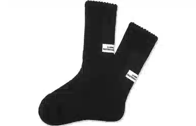 中国李宁 纯色运动休闲中筒袜 男女同款 黑色