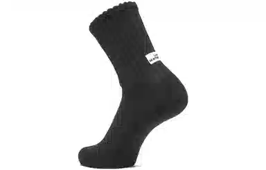 中国李宁 纯色运动休闲中筒袜 男女同款 黑色