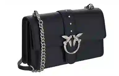 PINKO Classic Bird Logo Chain Shoulder Bag Black
