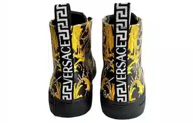 Versace Barocco High Top Sneakers Black Gold