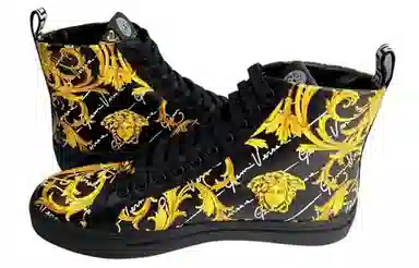 Versace Barocco High Top Sneakers Black Gold