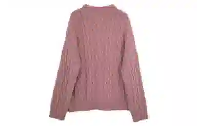 小镇姗姗 纯色绞花圆领针织毛衣