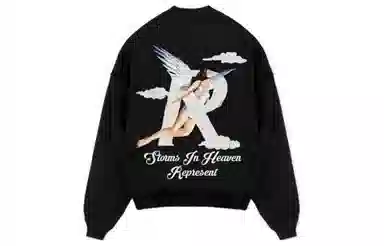 REPRESENT Angel Print Crewneck Sweatshirt Black