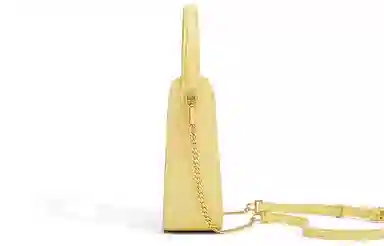 宫选 新款潮流小众设计反光撞色翻盖链条 牛皮 单肩包斜挎包手机包 小号 女款 日光黄 #赠礼盒礼品袋#