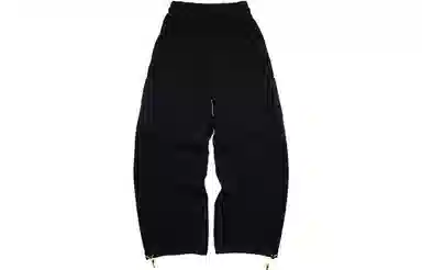 中国李宁 纯色侧袋松紧带直筒休闲裤 男款 黑色