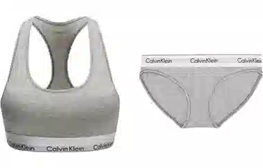 Calvin Klein Logo Print Racerback Bra Set Gray
