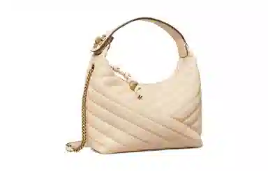 Tory Burch Kira Quilted Crescent Bag White