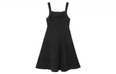 小镇姗姗 纯色吊带无袖连衣裙 黑色