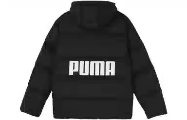 Puma Logo Hooded Down Jacket Black