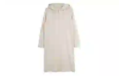 小镇姗姗 纯色高腰连帽套头长袖连衣裙