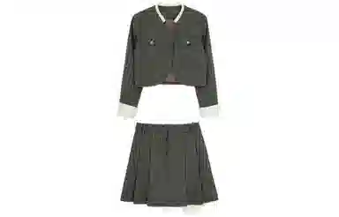 小镇姗姗 格纹外套半裙套装 女款 摩登绿