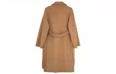 小镇姗姗 纯色系带长款毛呢大衣 女款