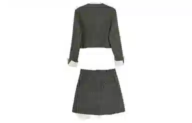 小镇姗姗 格纹外套半裙套装 女款 摩登绿