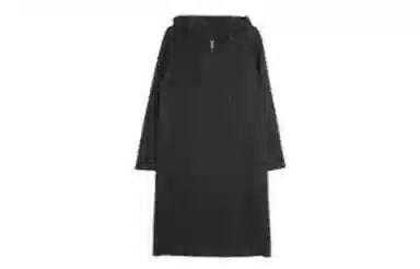 小镇姗姗 纯色高腰连帽套头长袖连衣裙