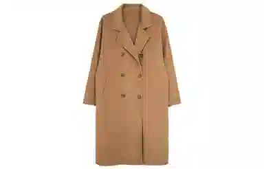 小镇姗姗 纯色系带长款毛呢大衣 女款