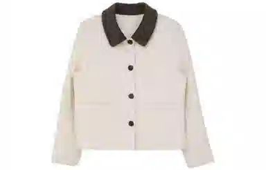 小镇姗姗 拼色单排扣短款双面呢大衣 女款