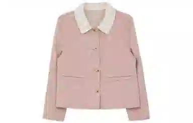 小镇姗姗 拼色单排扣短款双面呢大衣 女款