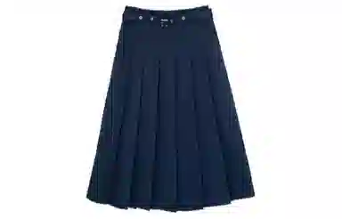 小镇姗姗 纯色百褶半身裙 灰色