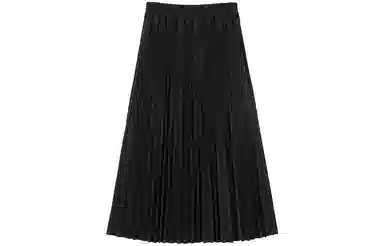 小镇姗姗 纯色高腰百褶半身裙