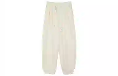 小镇姗姗 加绒束脚纯色休闲裤 女款 米白色