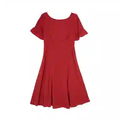 小镇姗姗 一眼万年~法式气质复古裙露背雪纺连衣裙女夏甜美风