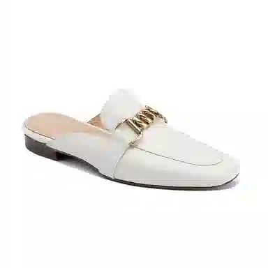 奈绮儿 头层牛皮 方头平跟舒适 时尚凉拖 女款