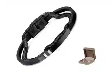 肯默钛钢蛇骨手链 个性街头手环  嘻哈双层 简约磁吸开口 男款 银黑色