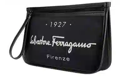 Ferragamo Logo Print Clutch Black