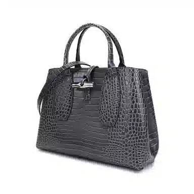 Longchamp Roseau Medium Metallic Grey