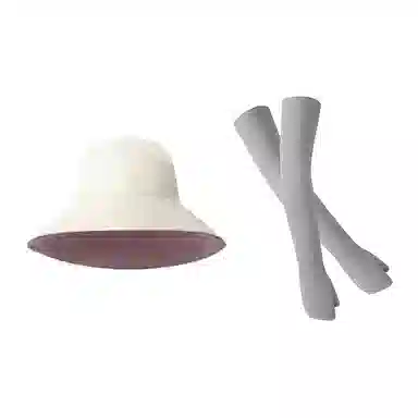 凌克春季出游女款防紫外线双面渔夫帽冰丝凉感防晒袖套套装 女士户外防晒套装