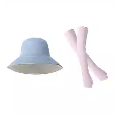 凌克春季出游女款防紫外线双面渔夫帽冰丝凉感防晒袖套套装 女士户外防晒套装