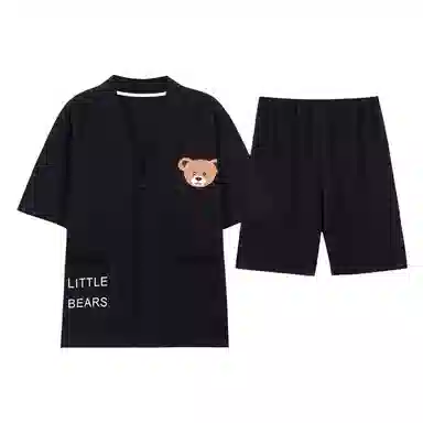 橡柠派 情侣睡衣夏季棉短袖开衫男女薄款夏天可外穿可爱卡通家居服 家居套装 情侣款