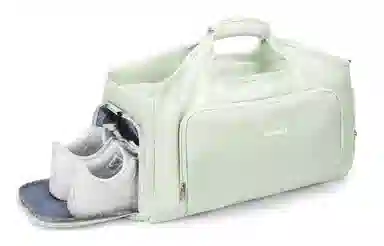 轻骑者 潮流大容量运动健身游泳便携旅游外出露营内置干湿分离独立鞋仓 织物 旅行包斜挎包健身包 大号 男女同款情侣款 米白