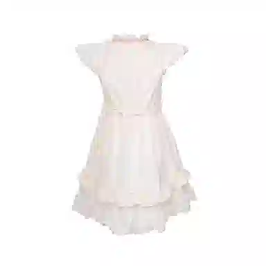 小镇姗姗 纯爱战神~小飞袖连衣裙女夏季新款木耳边显瘦裙子