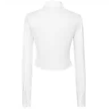 九条喵 长徽章领绳超短款修袖衬衫