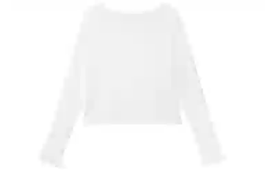 美洋 纯色镂空圆领长袖针织衫 女款 白色