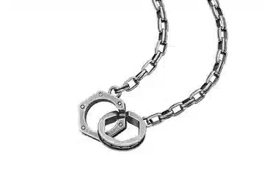 周六福 双环无形银饰套链男潮项链