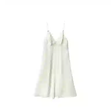 桑罗 真丝睡裙吊带轻性感蕾丝拼接无感轻盈睡衣美背浪漫吊带裙 家居吊带 女款  象牙白