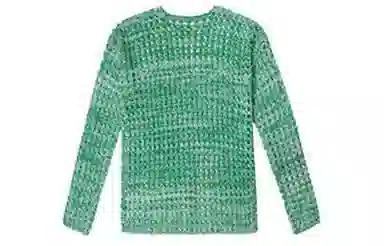 美洋 纯色一字领镂空针织衫 女款 绿色