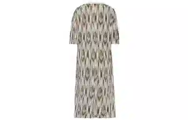 美洋 图案印花中长款短袖连衣裙