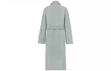 美洋 纯色混纺人字纹中长款双面呢大衣 女款 灰蓝色