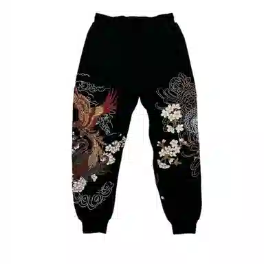 Sanshengliubu Heavy Industry Embroidered Pants Black