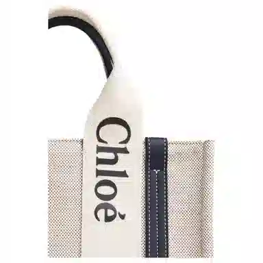 Chloe Woody Tote Beige/Navy