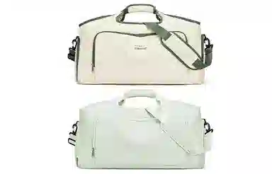 轻骑者 潮流大容量运动健身游泳便携旅游外出露营内置干湿分离独立鞋仓 织物 旅行包斜挎包健身包 大号 男女同款情侣款 米白