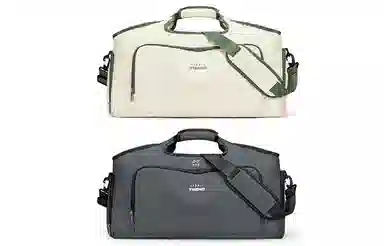 轻骑者 潮流大容量运动健身游泳便携旅游外出露营内置干湿分离独立鞋仓 织物 旅行包斜挎包健身包 大号 男女同款情侣款 米白