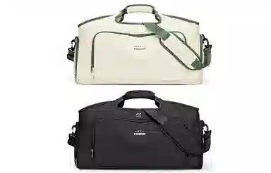 轻骑者 潮流大容量运动健身游泳便携旅游外出露营内置干湿分离独立鞋仓 织物 旅行包斜挎包健身包 大号 男女同款情侣款 米白