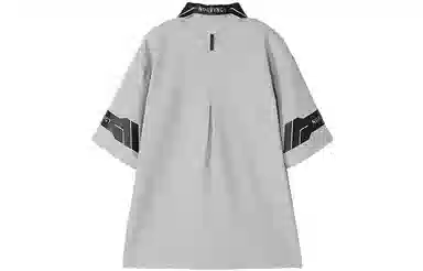 NORVINCY Letter Print Asymmetric Hem Polo Shirt